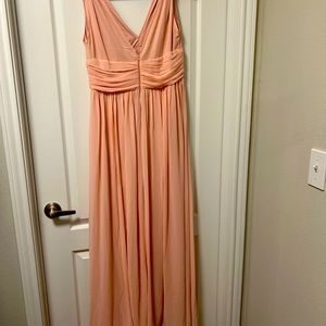 Peach long chiffon dress. Great for spring wedding or prom